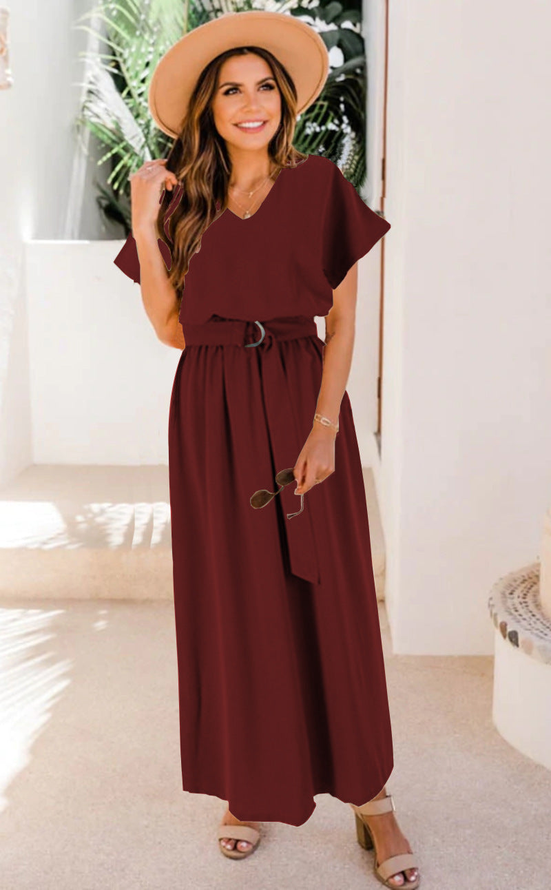 Women's Plus-Size Solid-Color Long Dress