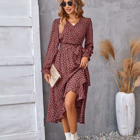 Long Sleeve Flower Print Dress