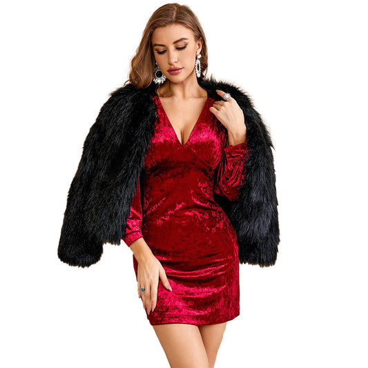 Sexy and Sleek V-neck Event Dress