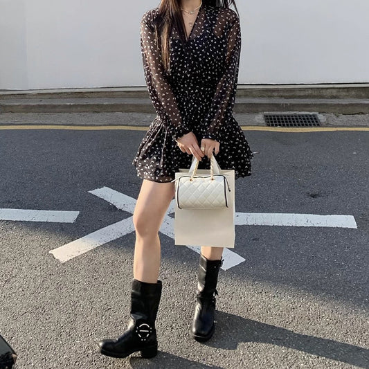 Elegant French Style Waist enhancing Short Dress