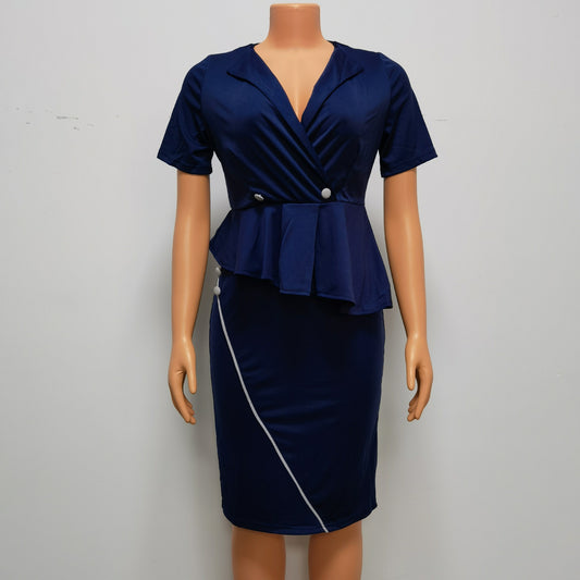 Women's Ruffled Short Sleeves Sexy Sheath Dress