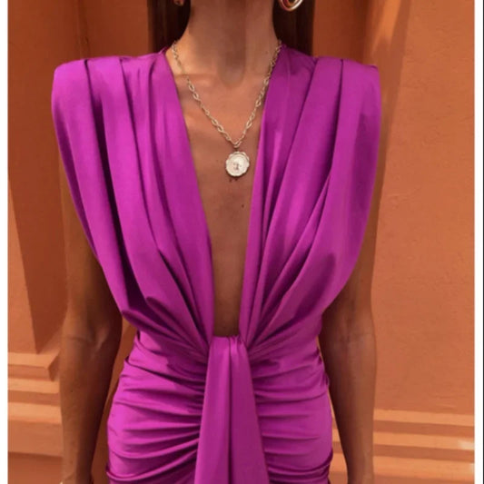 High Waist Lace V-neck Dress