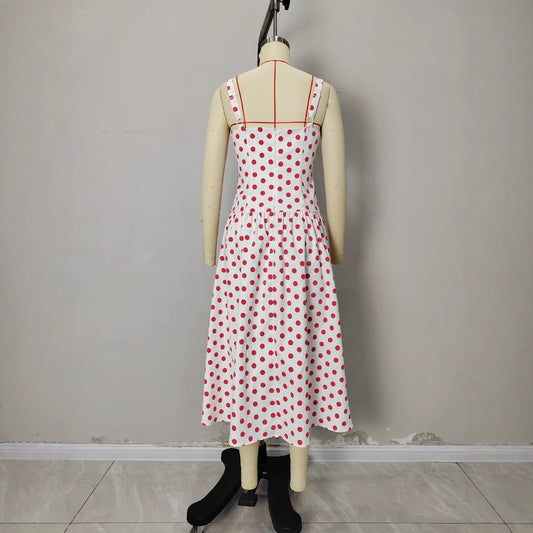 Elegant Figure-flattering Polka Dot Dress