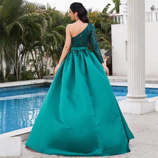 Magnificent Off-the-shoulder Mid-waist Evening Gown