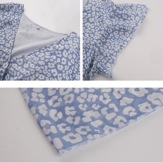 Ruffle Sleeve V Neck Boho Floral Summer Dress