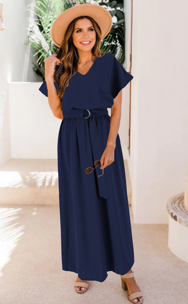 Women's Plus-Size Solid-Color Long Dress
