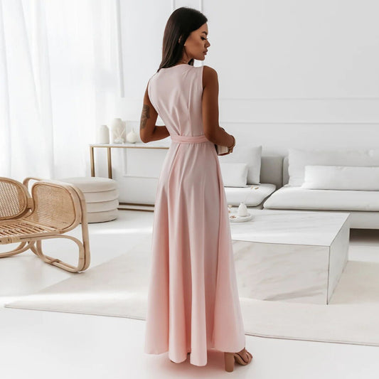 Summer Club Party Maxi Dress With Belt