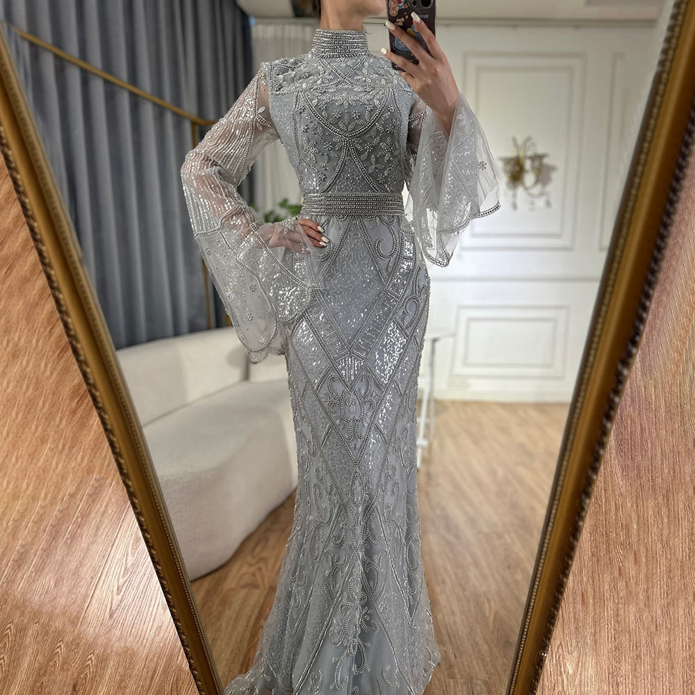 Elegant High Collar Fishtail Evening Long Dress