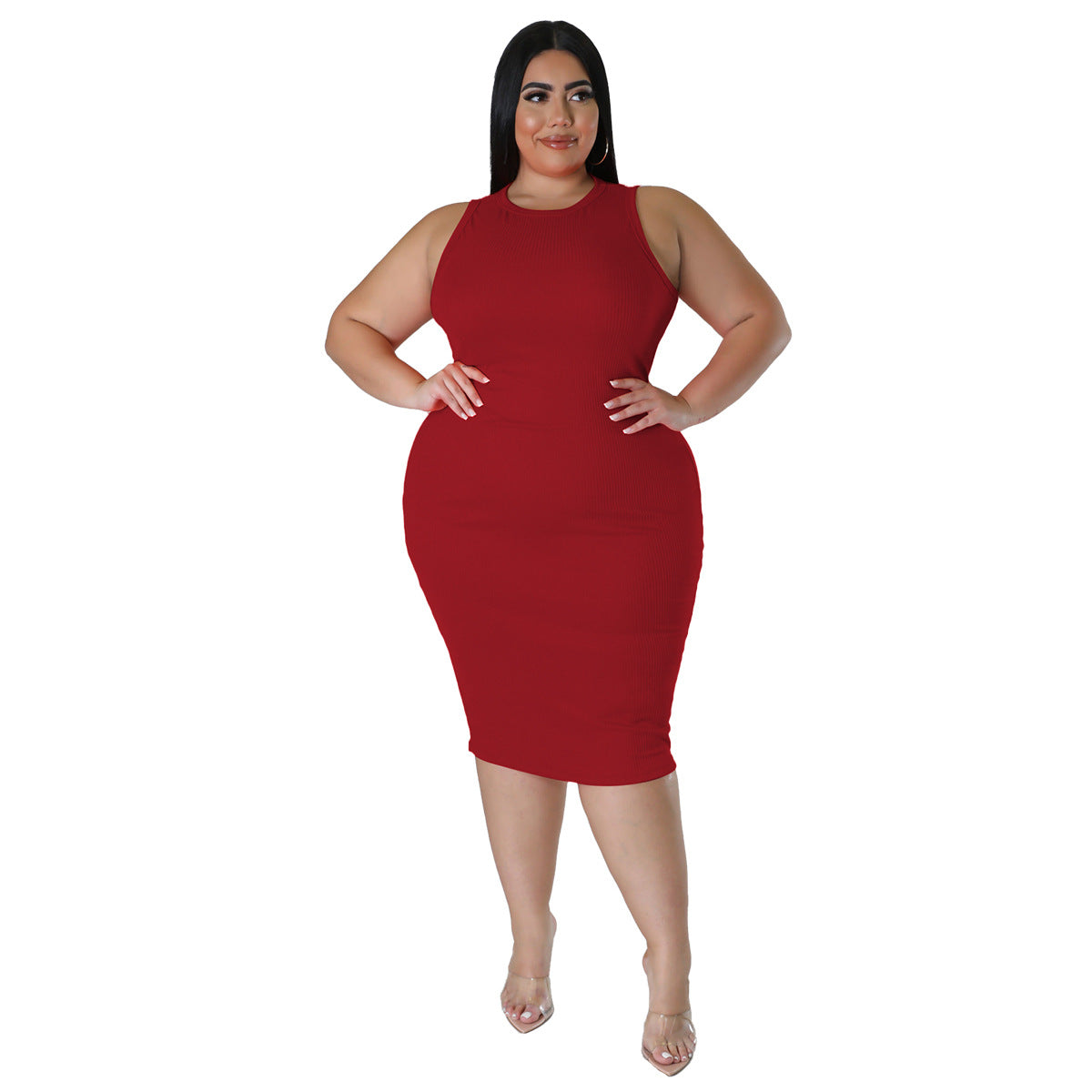 Summer and Spring Solid-color Sleeveless Dress