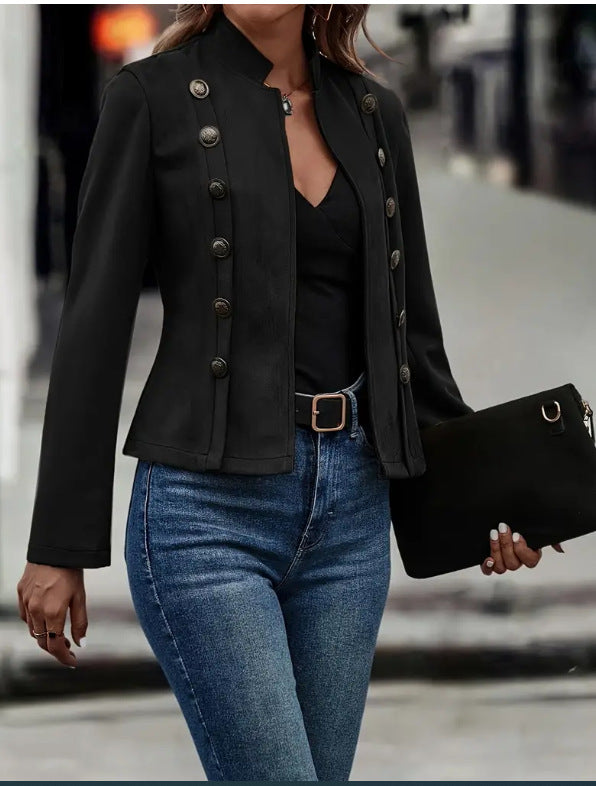 Retro Suede Long Sleeve Coat