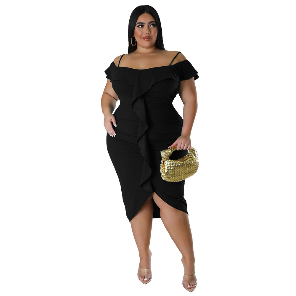 Solid-Colour Halter-neck Midi Dress