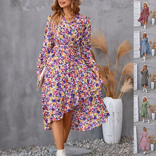 Long Sleeve Flower Print Dress