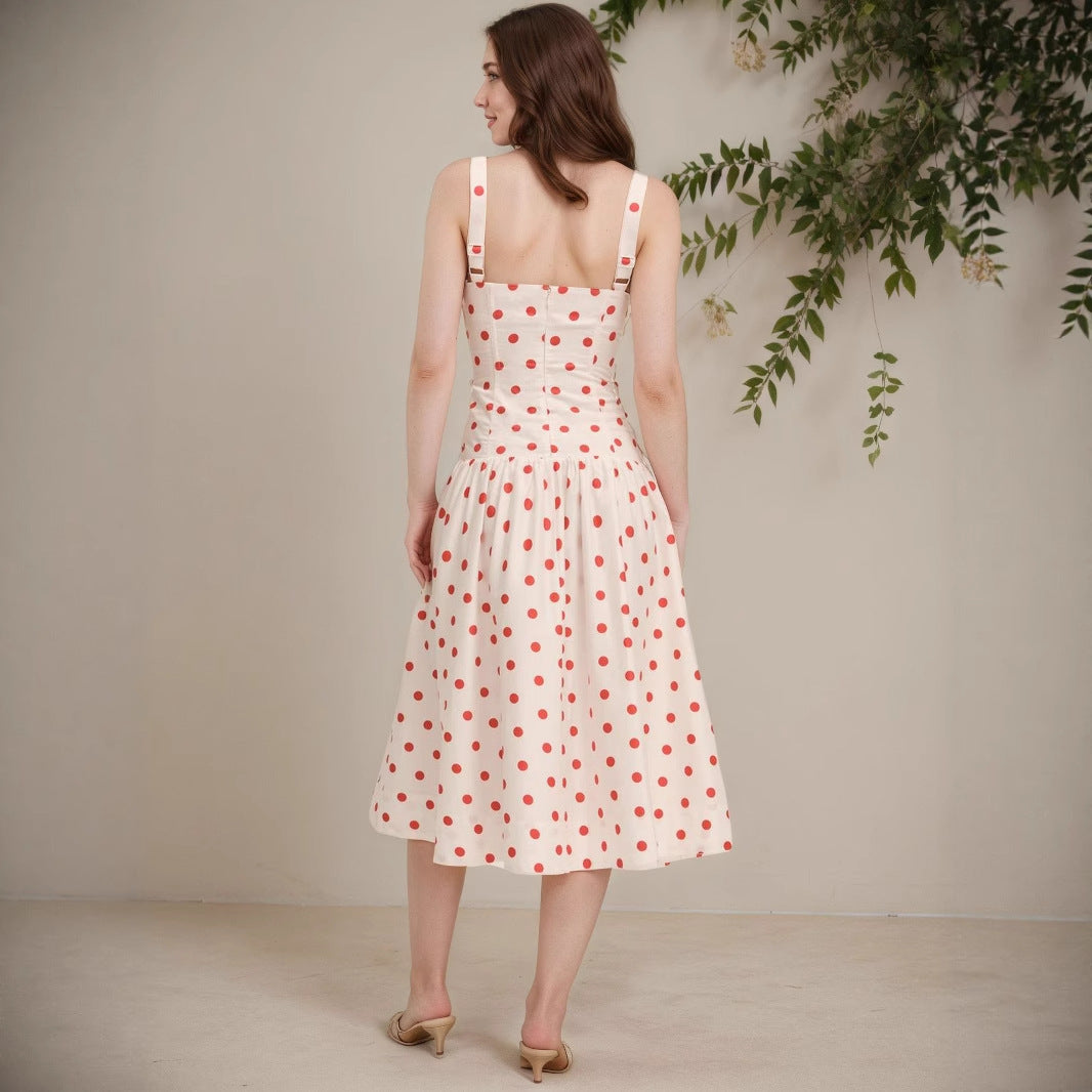 Elegant Figure-flattering Polka Dot Dress