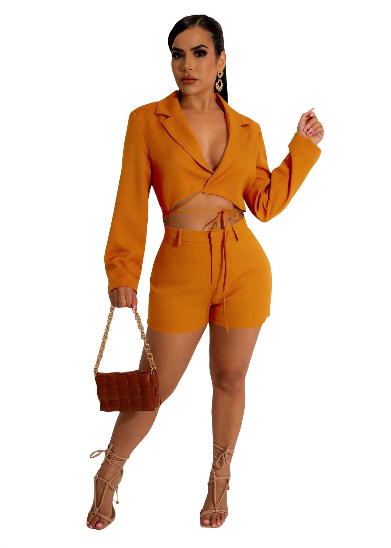 Casual Lace-Up Two-Piece Suit