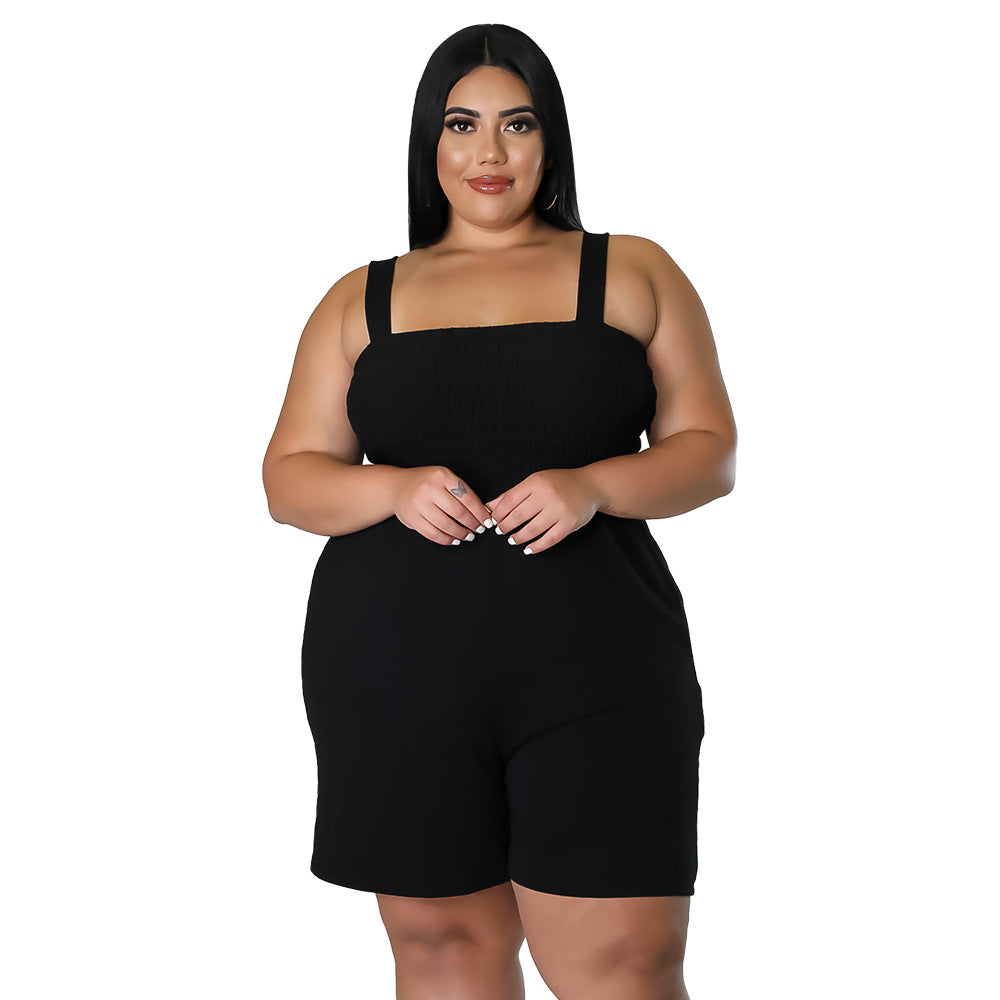 Slim-Fit Trendy Summer Ruched Backless Jumpsuit