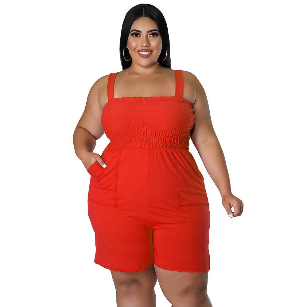 Slim-Fit Trendy Summer Ruched Backless Jumpsuit