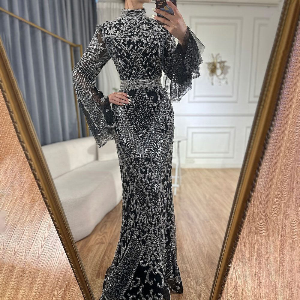 Elegant High Collar Fishtail Evening Long Dress