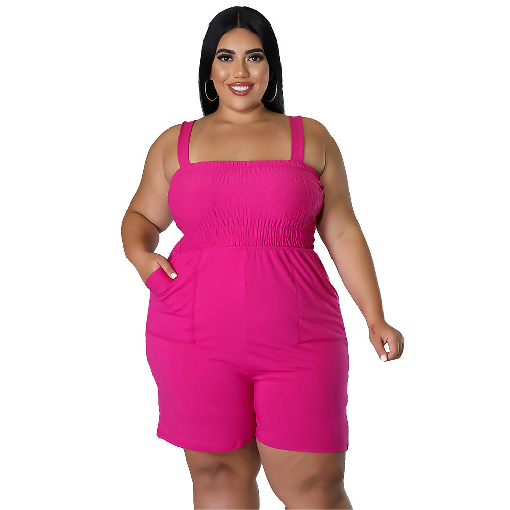 Slim-Fit Trendy Summer Ruched Backless Jumpsuit