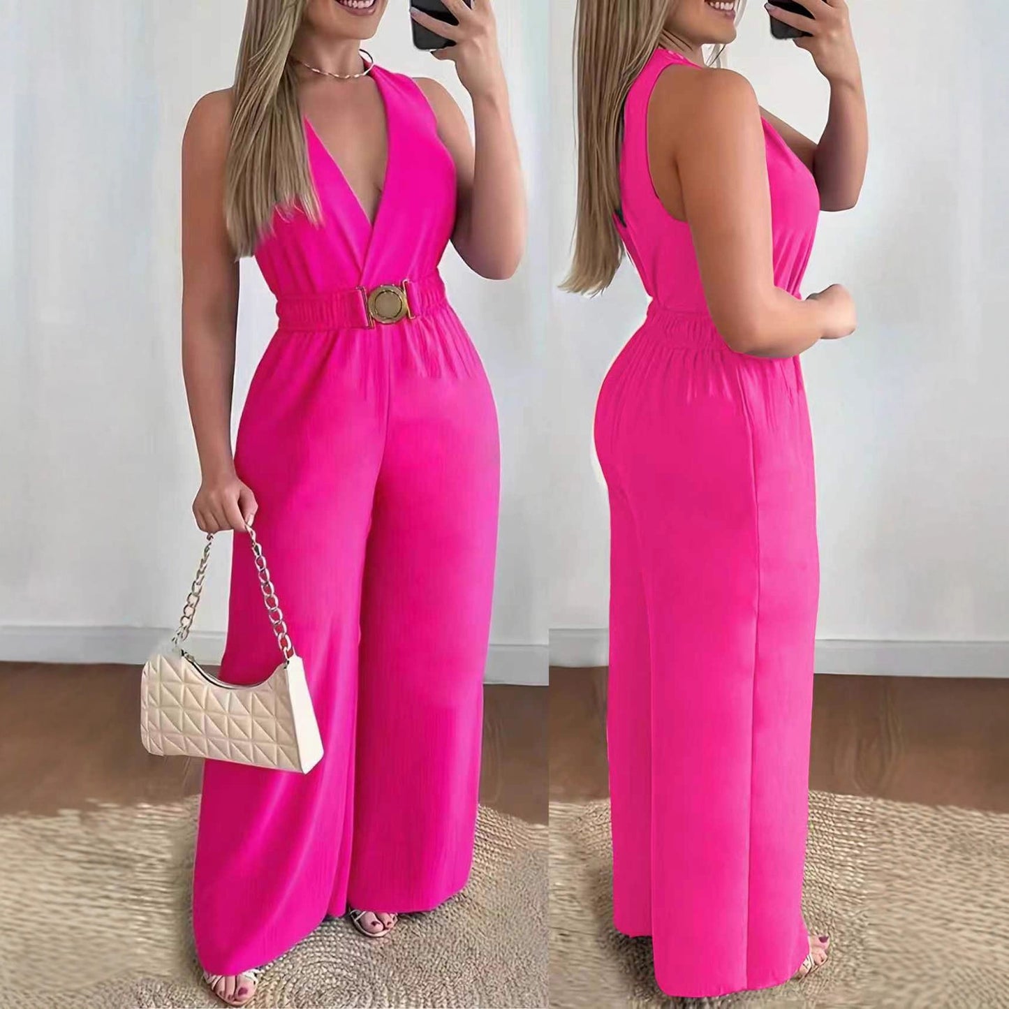 Sexy Loose Elastic-Waist Wide-Leg Pants