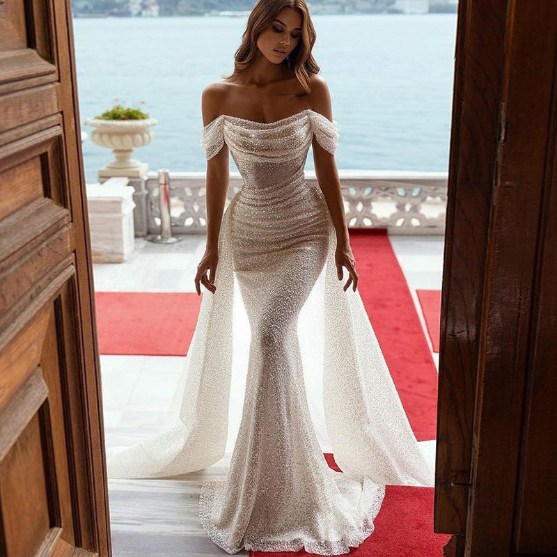 Off-the-shoulder Formal Slim-fit Sheath Dress
