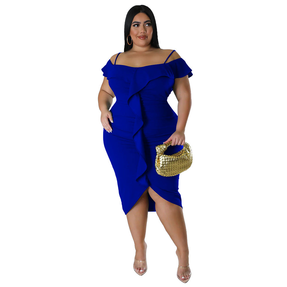Solid-Colour Halter-neck Midi Dress
