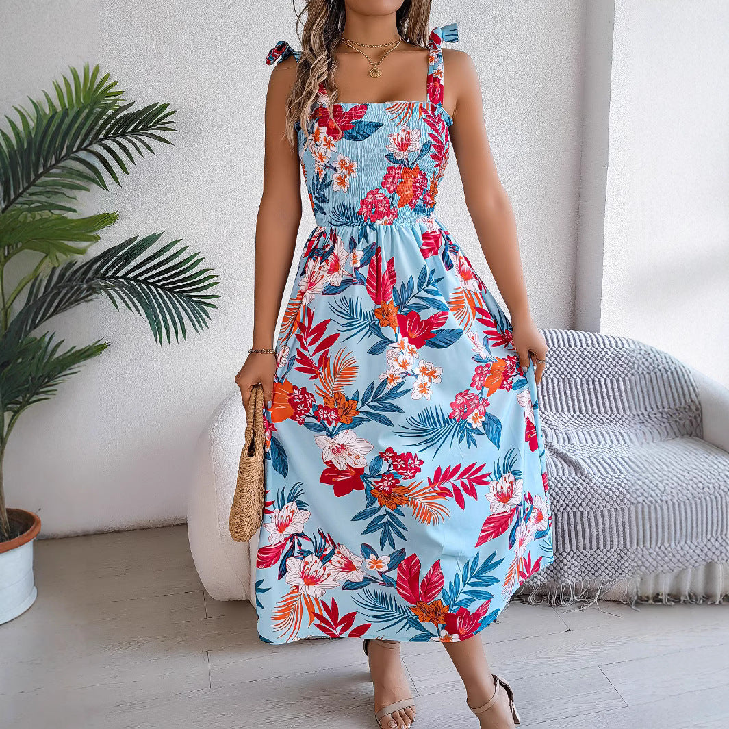 Flowers Print Summer Corset Dress