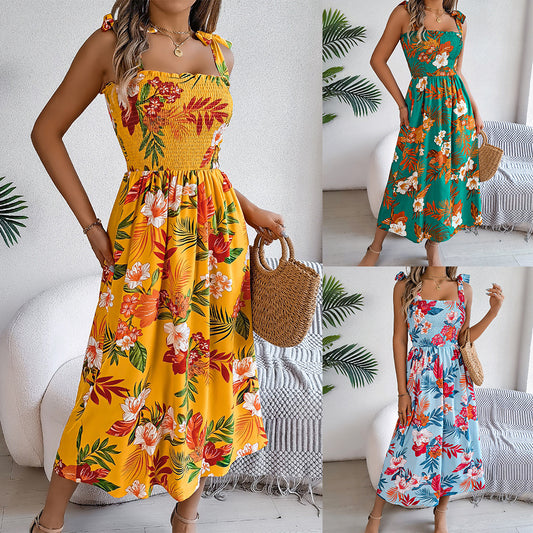 Flowers Print Summer Corset Dress
