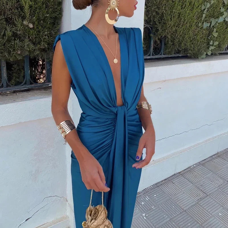 High Waist Lace V-neck Dress