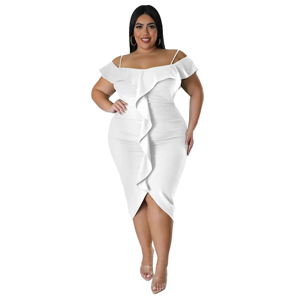 Solid-Colour Halter-neck Midi Dress