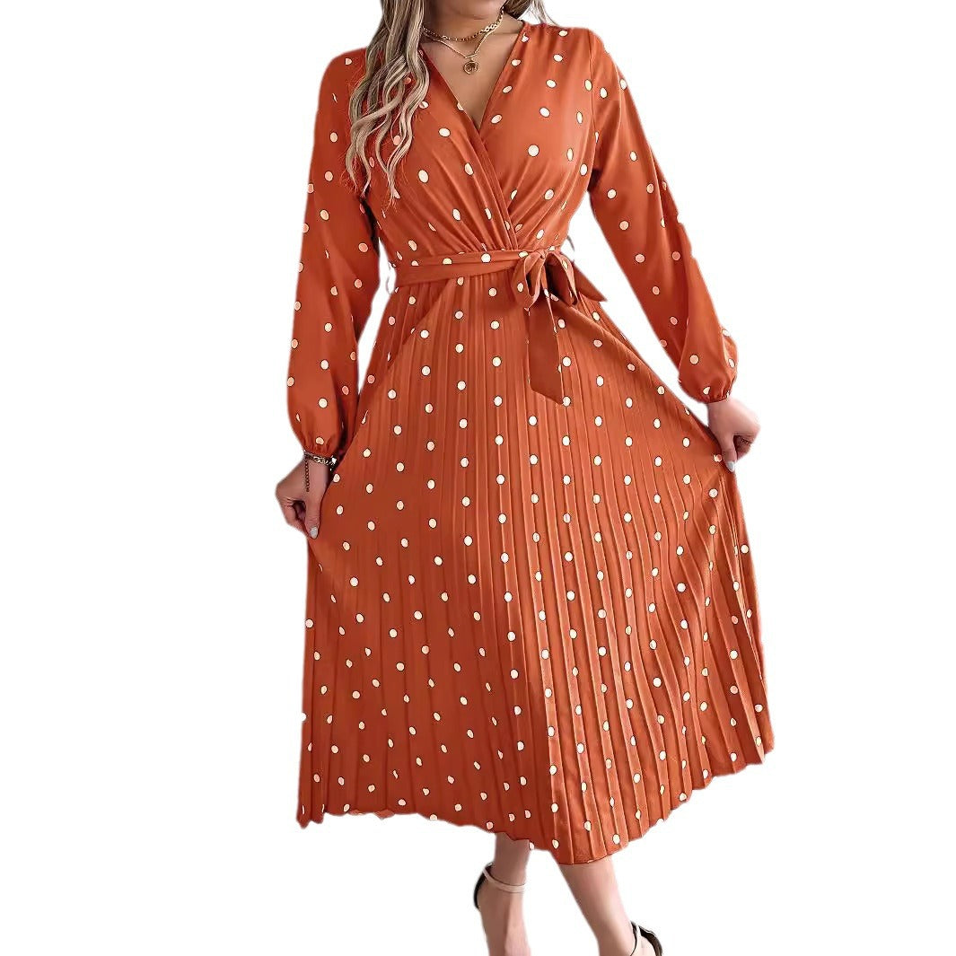 Elegant Long Spring Polka Dot Dress
