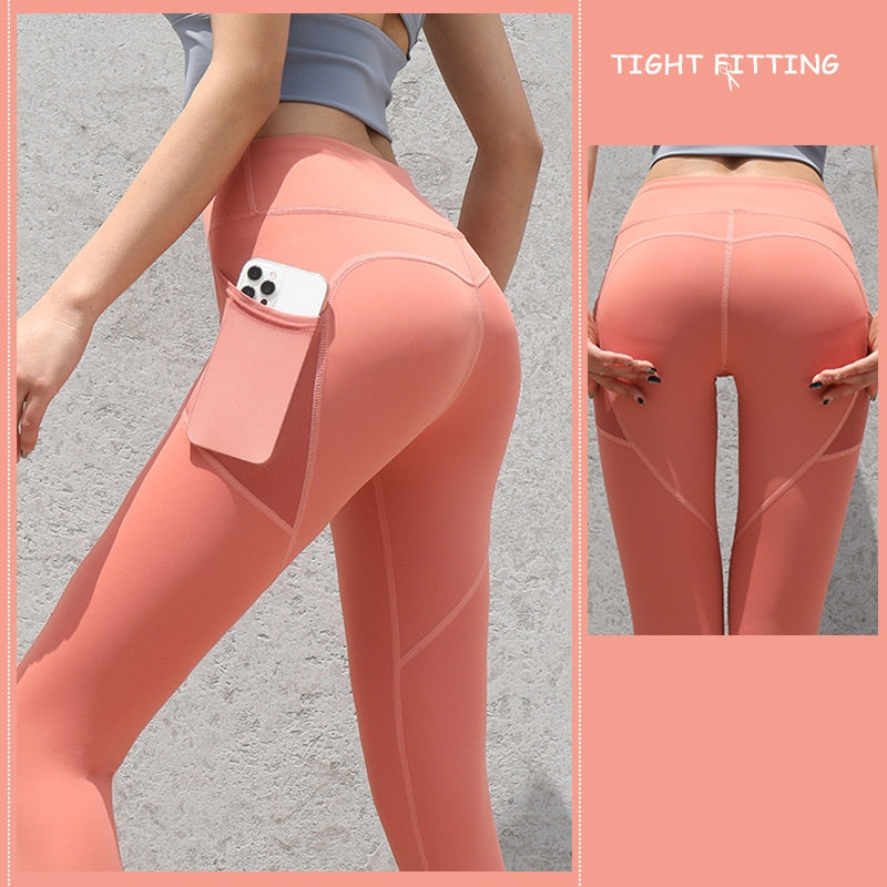 Modern Seamless Push Up High Waist Legging pants With Cellphone Pockets