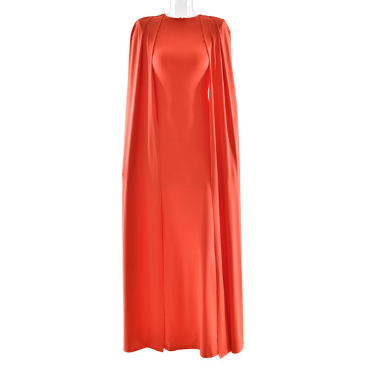 Round-neck Pleated Shawl Slim Dress