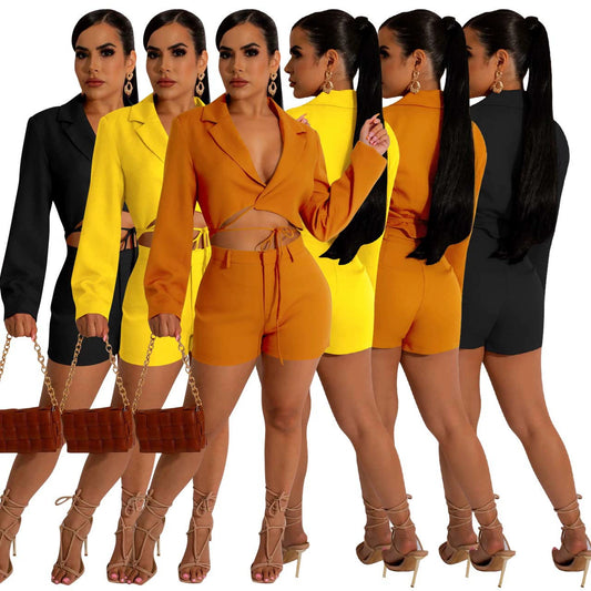 Casual Lace-Up Two-Piece Suit