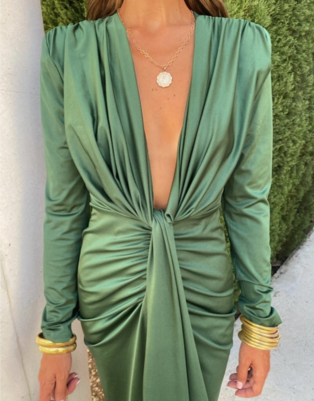 High Waist Lace V-neck Dress