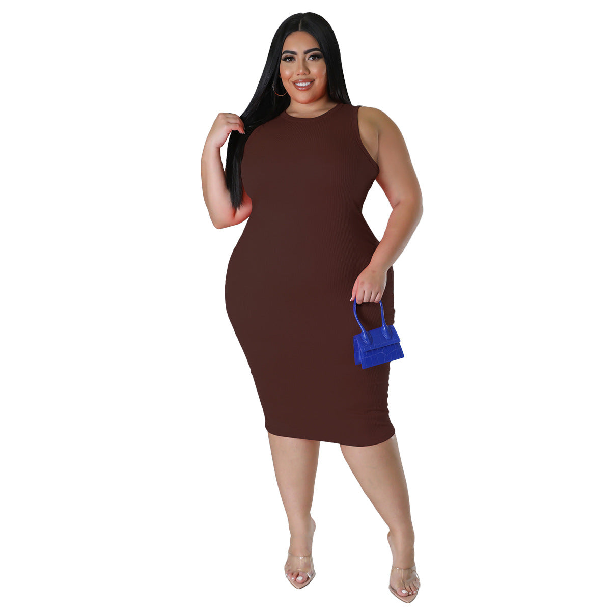 Summer and Spring Solid-color Sleeveless Dress