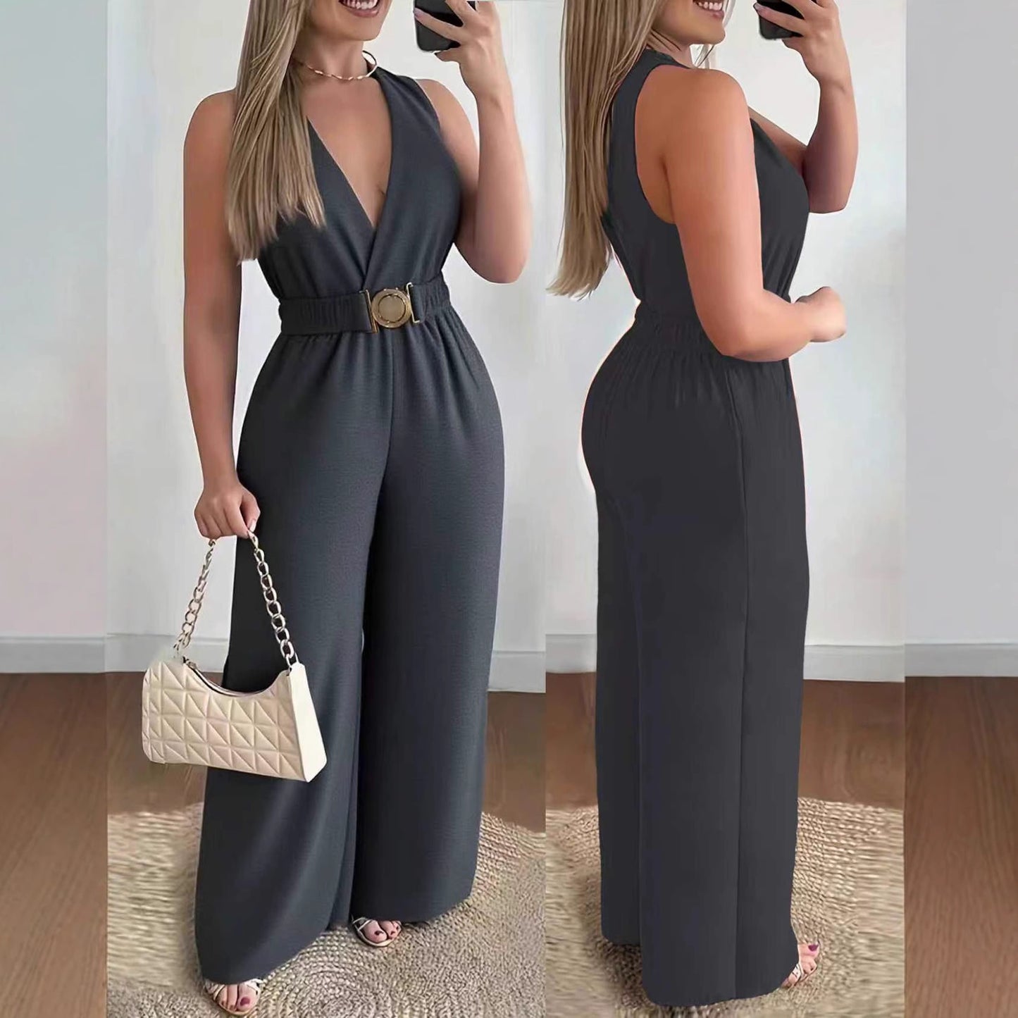 Sexy Loose Elastic-Waist Wide-Leg Pants