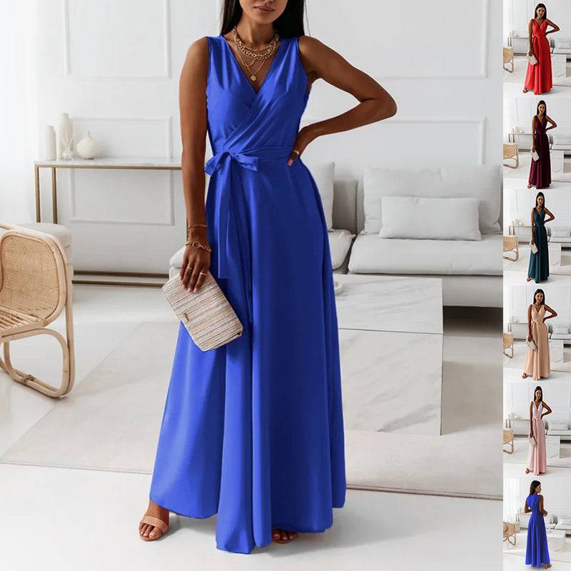 Summer Club Party Maxi Dress With Belt