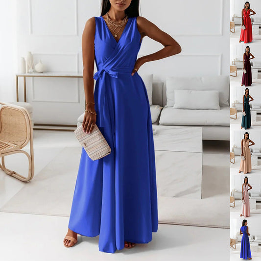 Summer Club Party Maxi Dress With Belt