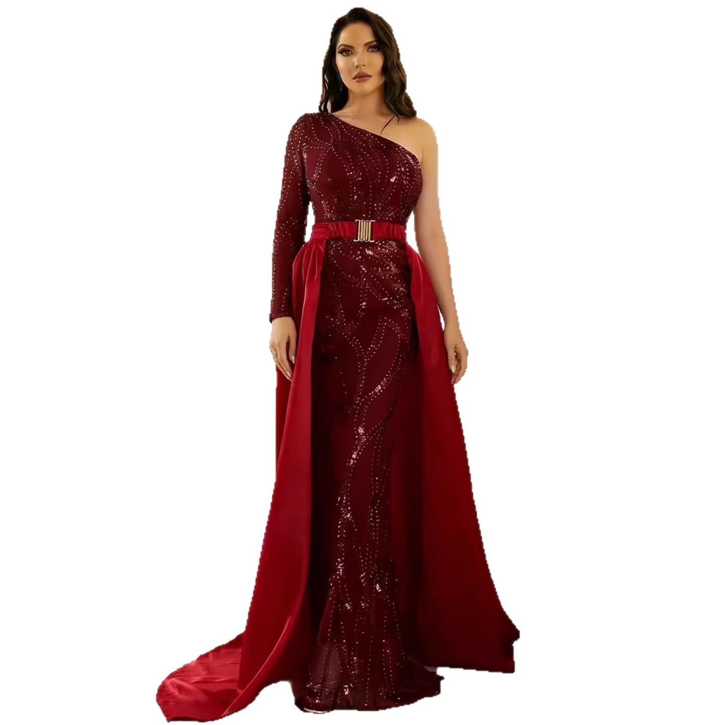 Magnificent Off-the-shoulder Mid-waist Evening Gown