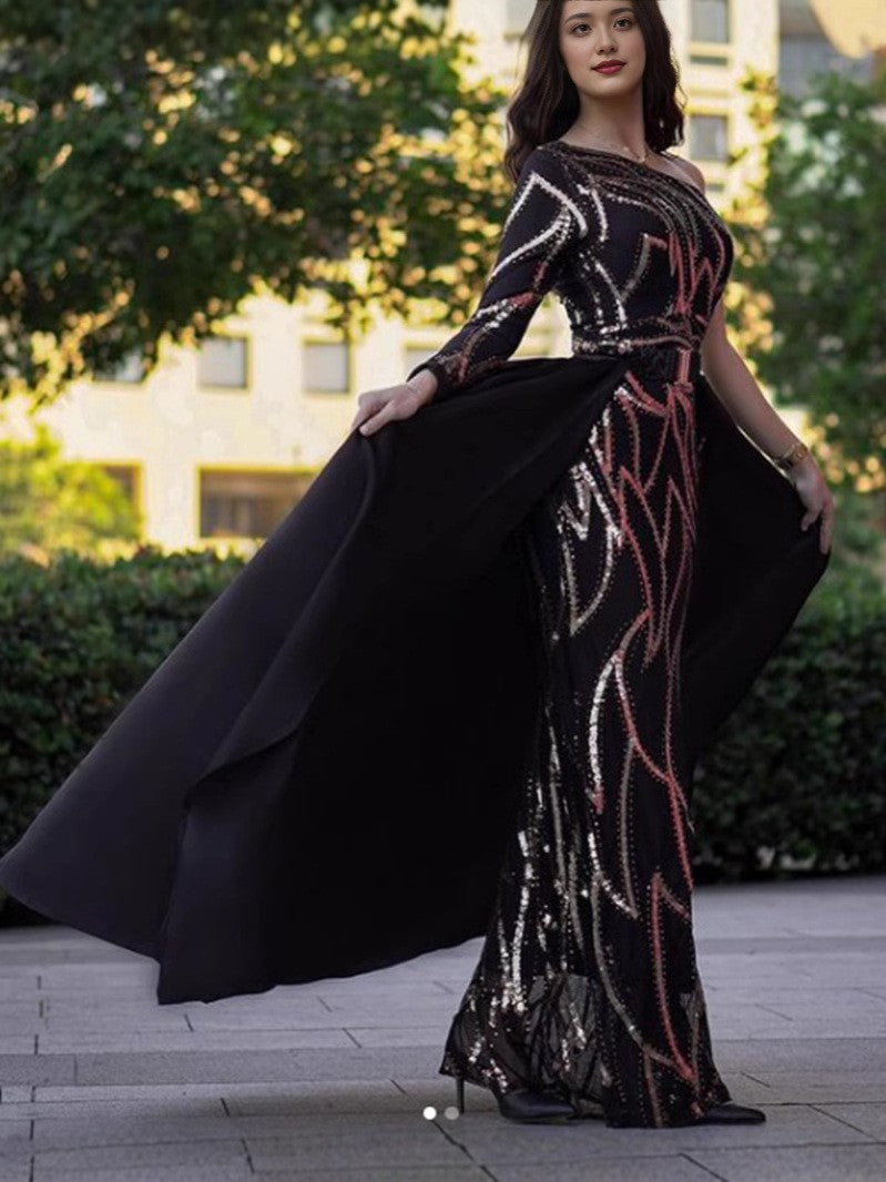 Magnificent Off-the-shoulder Mid-waist Evening Gown