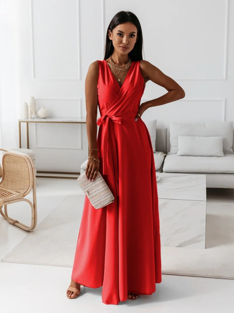 Summer Club Party Maxi Dress With Belt