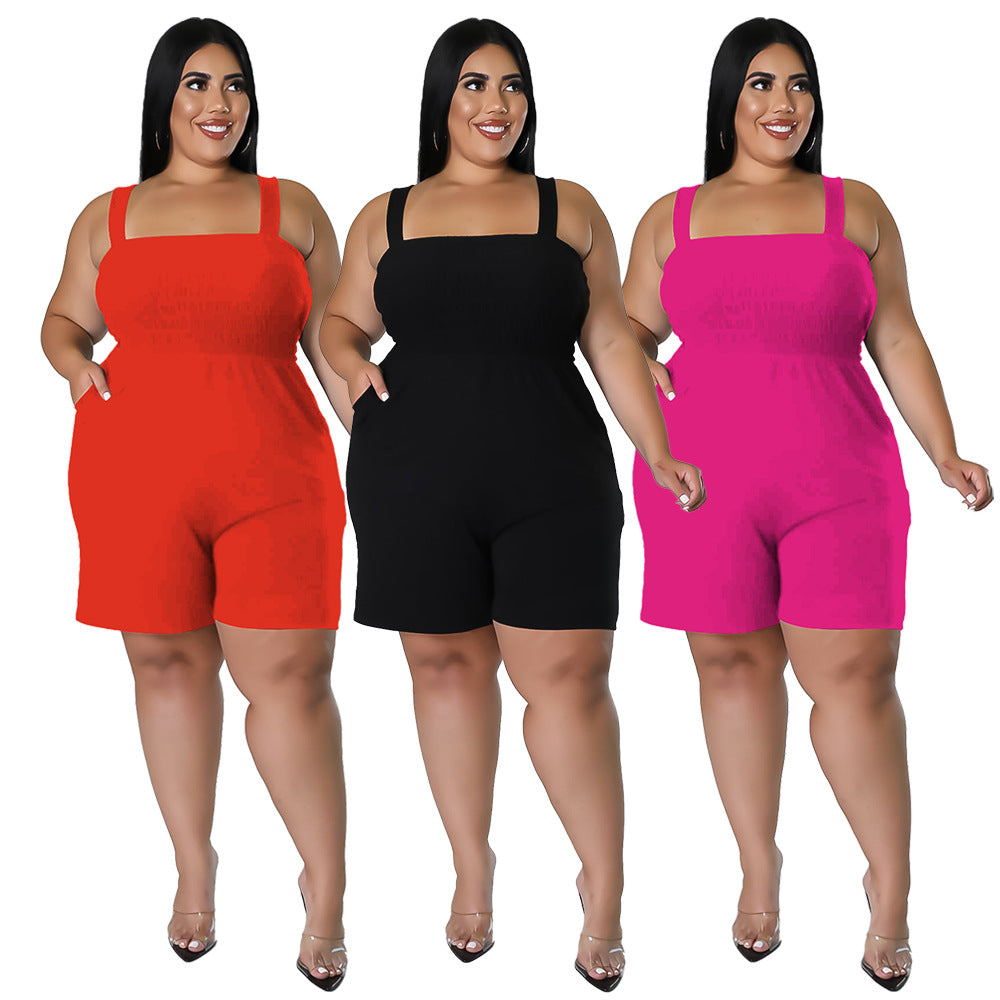 Slim-Fit Trendy Summer Ruched Backless Jumpsuit
