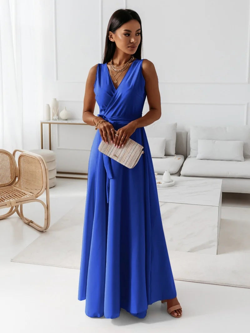 Summer Club Party Maxi Dress With Belt