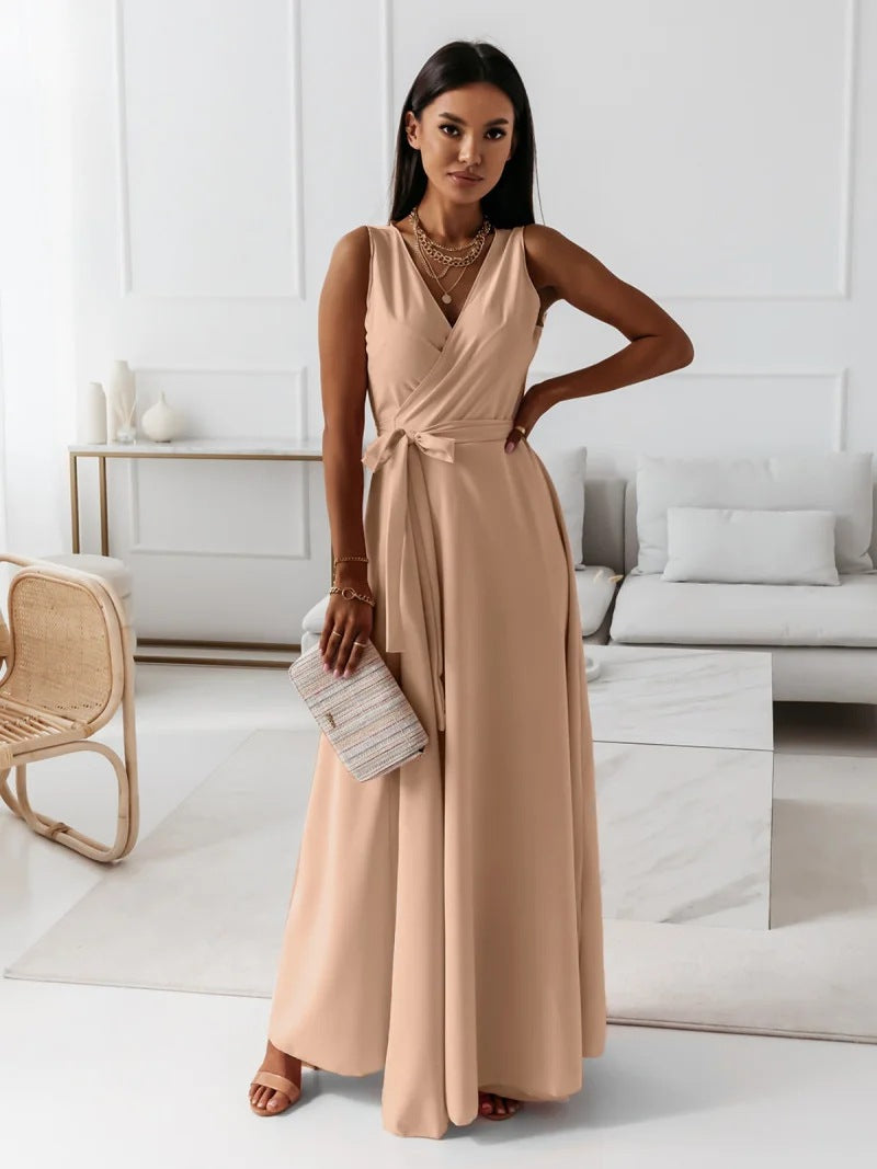 Summer Club Party Maxi Dress With Belt