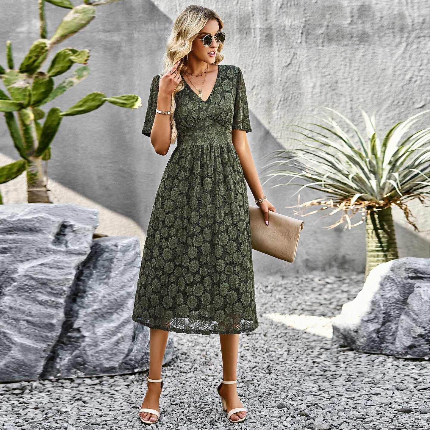 Summer V-neck Lace Short Dresses