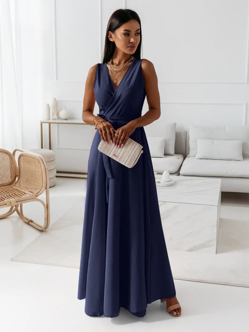 Summer Club Party Maxi Dress With Belt