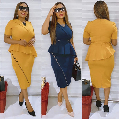 Women's Ruffled Short Sleeves Sexy Sheath Dress