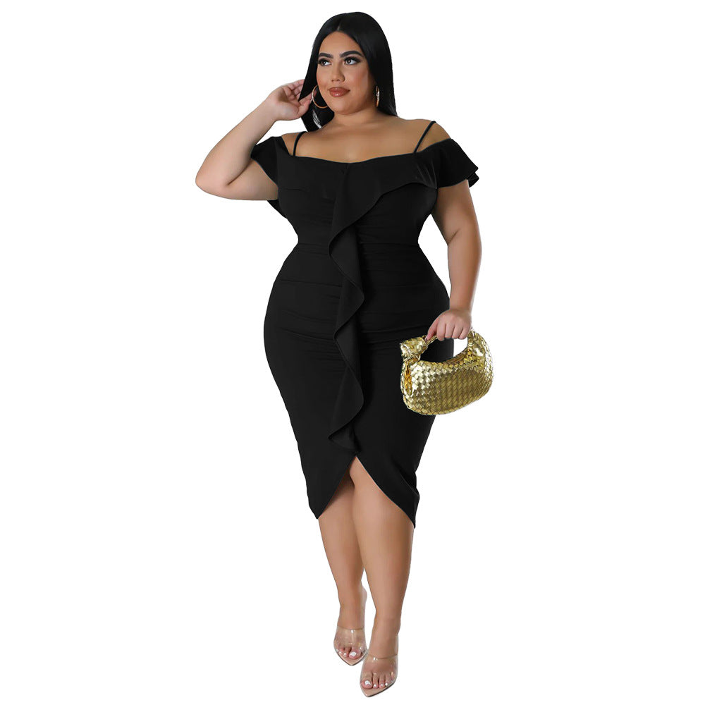 Solid-Colour Halter-neck Midi Dress
