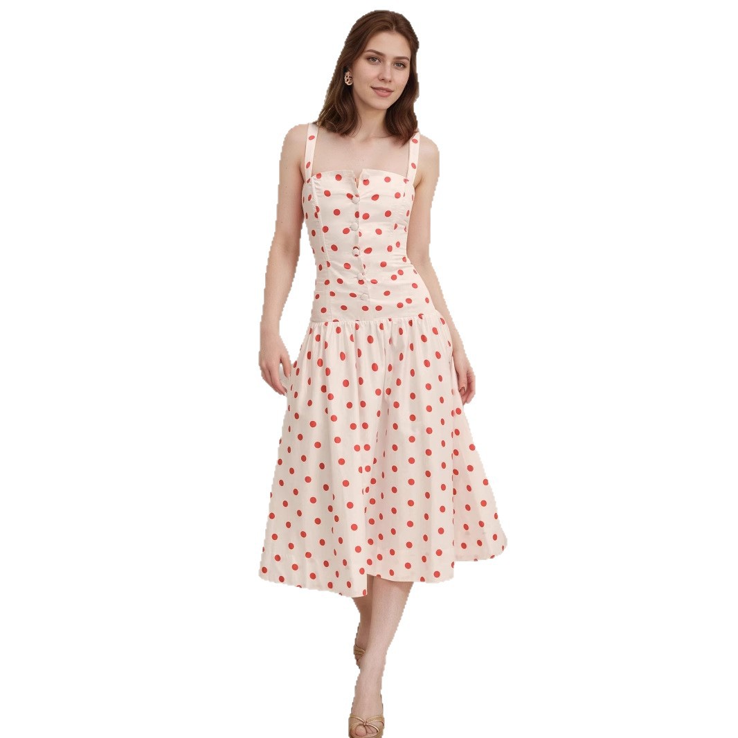 Elegant Figure-flattering Polka Dot Dress