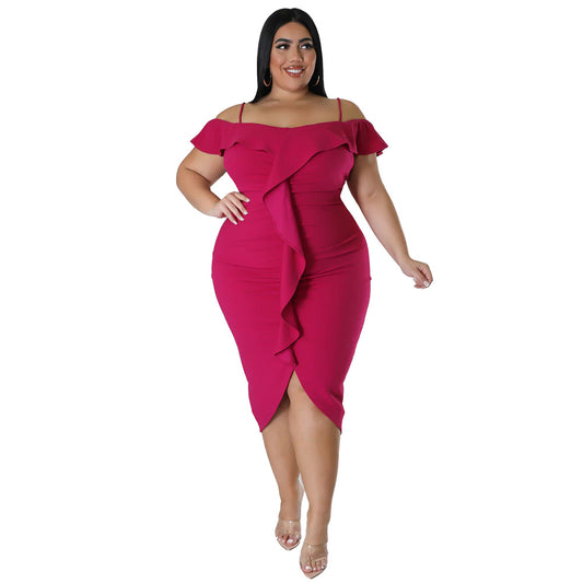 Solid-Colour Halter-neck Midi Dress